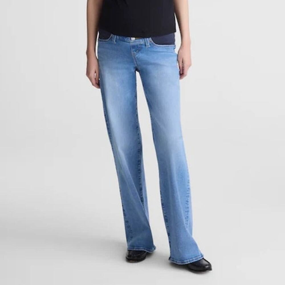 Madewell The Maternity Wide Leg Jean Super Stretch Denim Coastal Blue 32 NWT